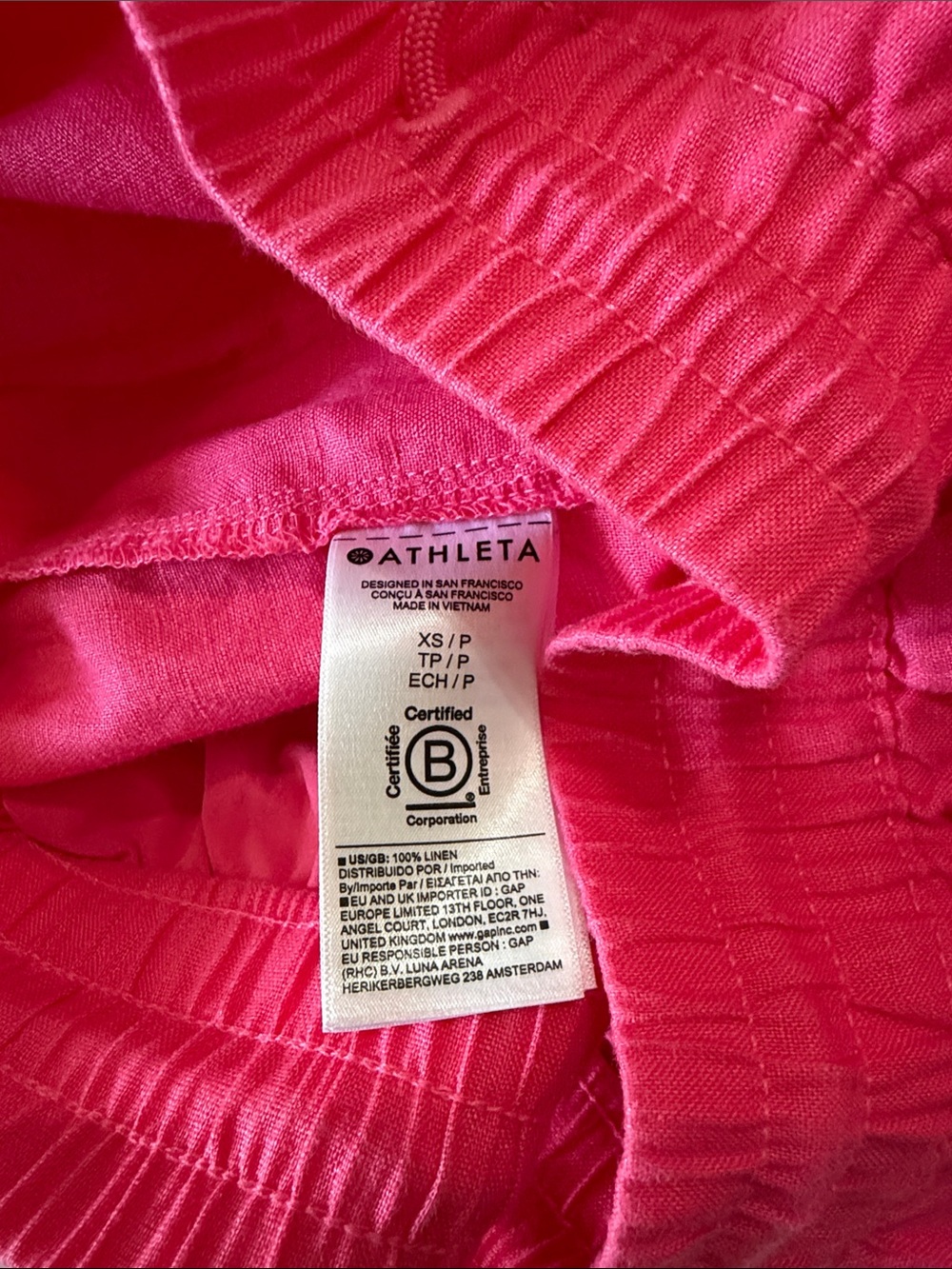 Atleta Retreat Linen Wide Leg Pant Hot Pink Size XS Pull On Split Hem - Picture 8 of 8